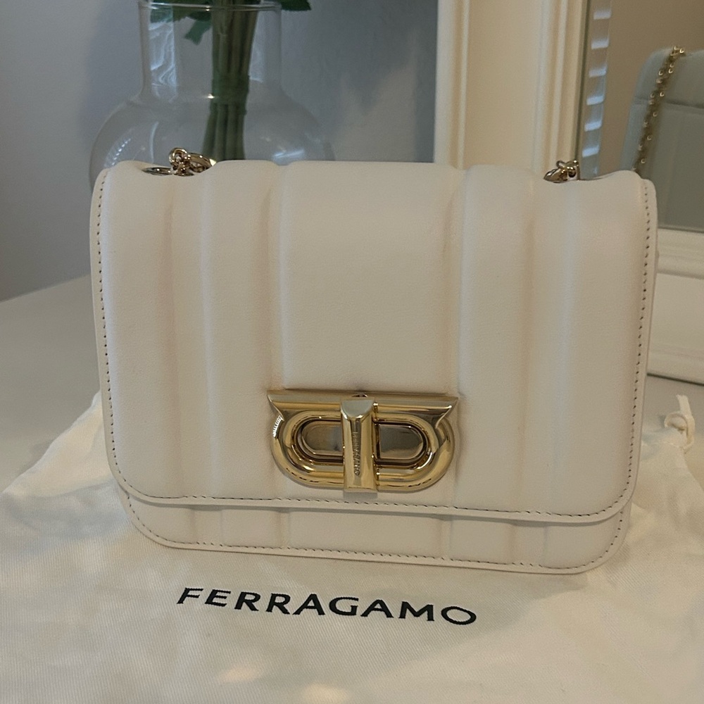 Salvatore Ferragamo leather mini shoulder bag white leather